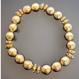 Gold Tone Stretchy Beaded Bracelet Basic Stackable